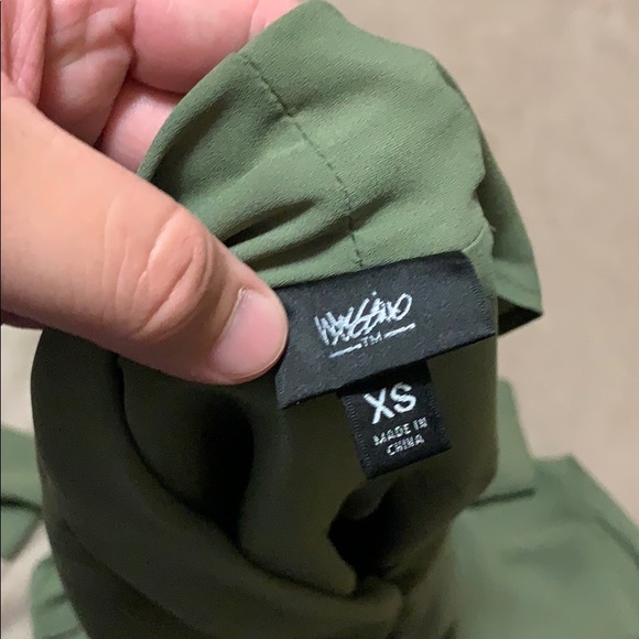 Olive green long sleeve high low shirt - Picture 2 of 2